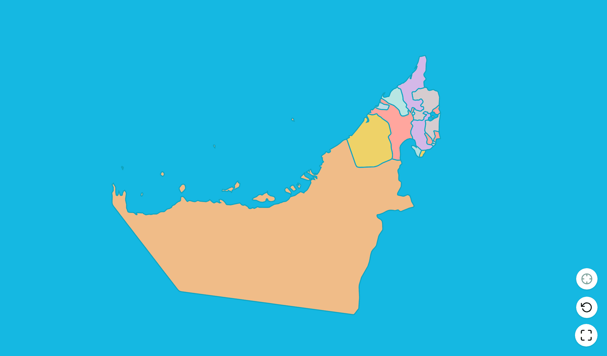 Vereinigte Arabische Emirate Karten-Quiz-SpielScreenshot